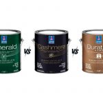 Sherwin-Williams Cashmere vs Duration vs Emerald interior acrylic latex paint cans side by side comparison